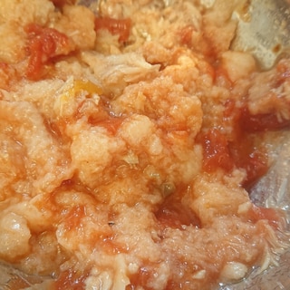 離乳食後期～@食パン入りサバ缶のトマト煮込み